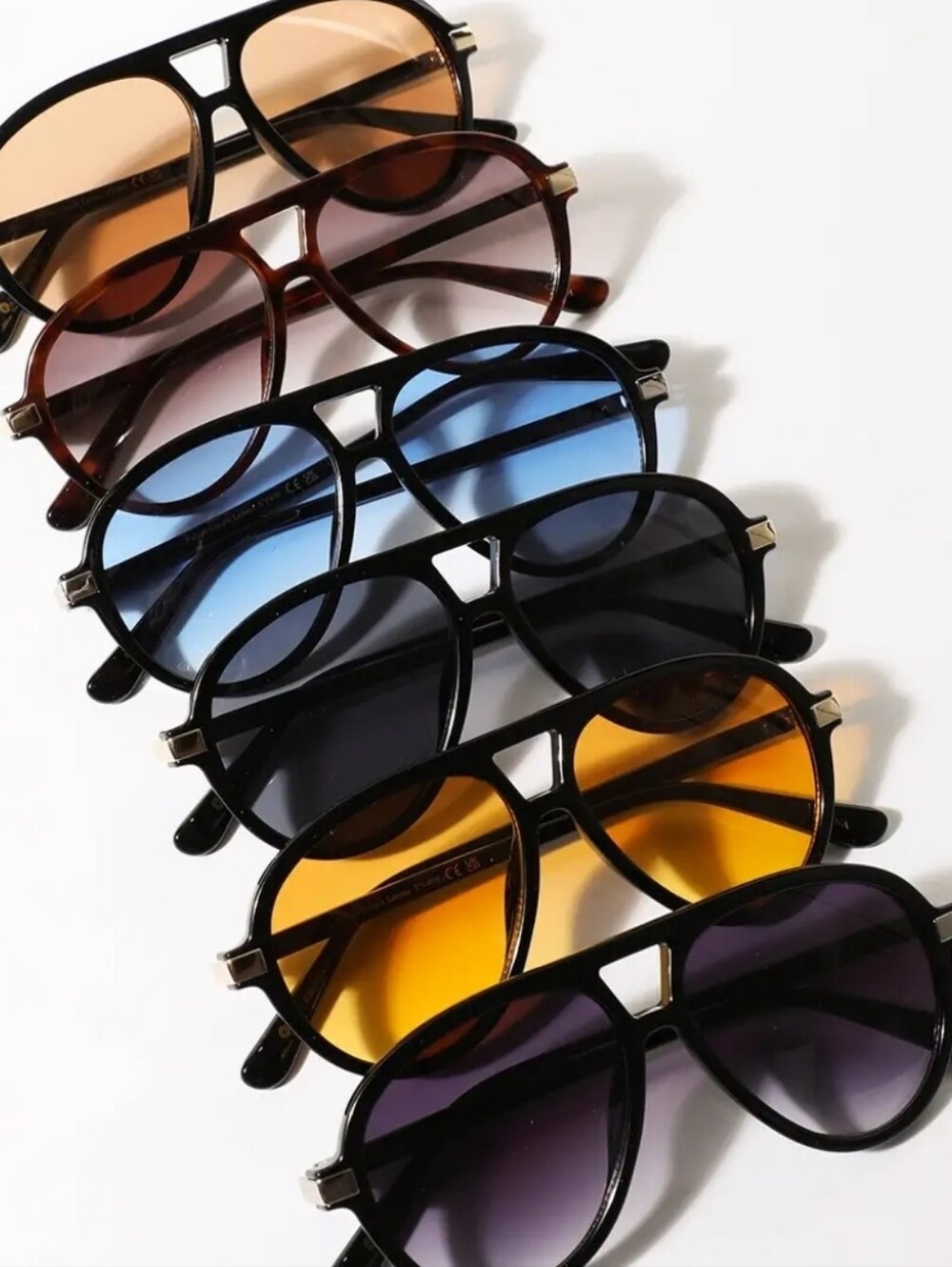 Assorted Aviator Sunglasses Set - Multi Colored Lenses